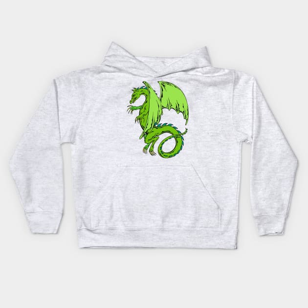 Green Dragon Kids Hoodie by artfulfreddy